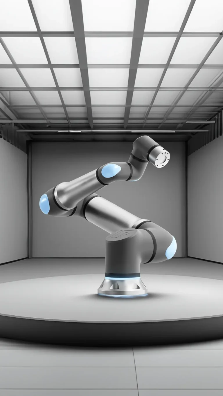 ur30 sobre una base en una sala de demostración